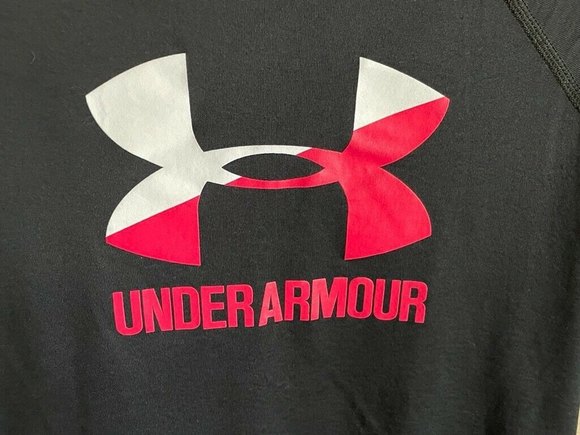 Under Armour Spellout Loose Coupe Heat Gear Short Sleeve TShirt SZ YL Black - Picture 6 of 9